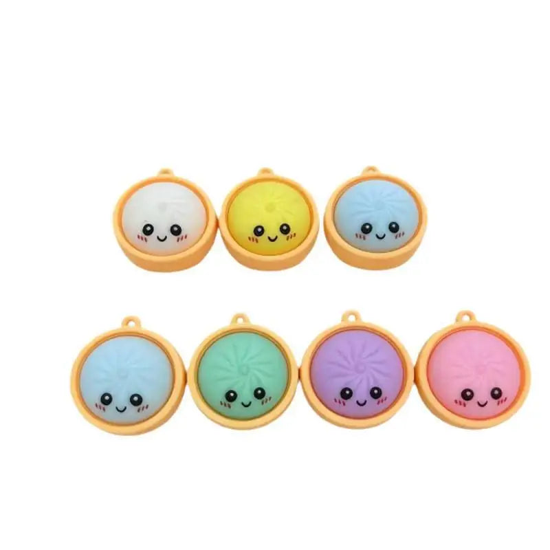 Kawaii Steamed Bun Keychain Soft PVC Cute Smile Bag Charm Novelty Keychain Charm Nixie