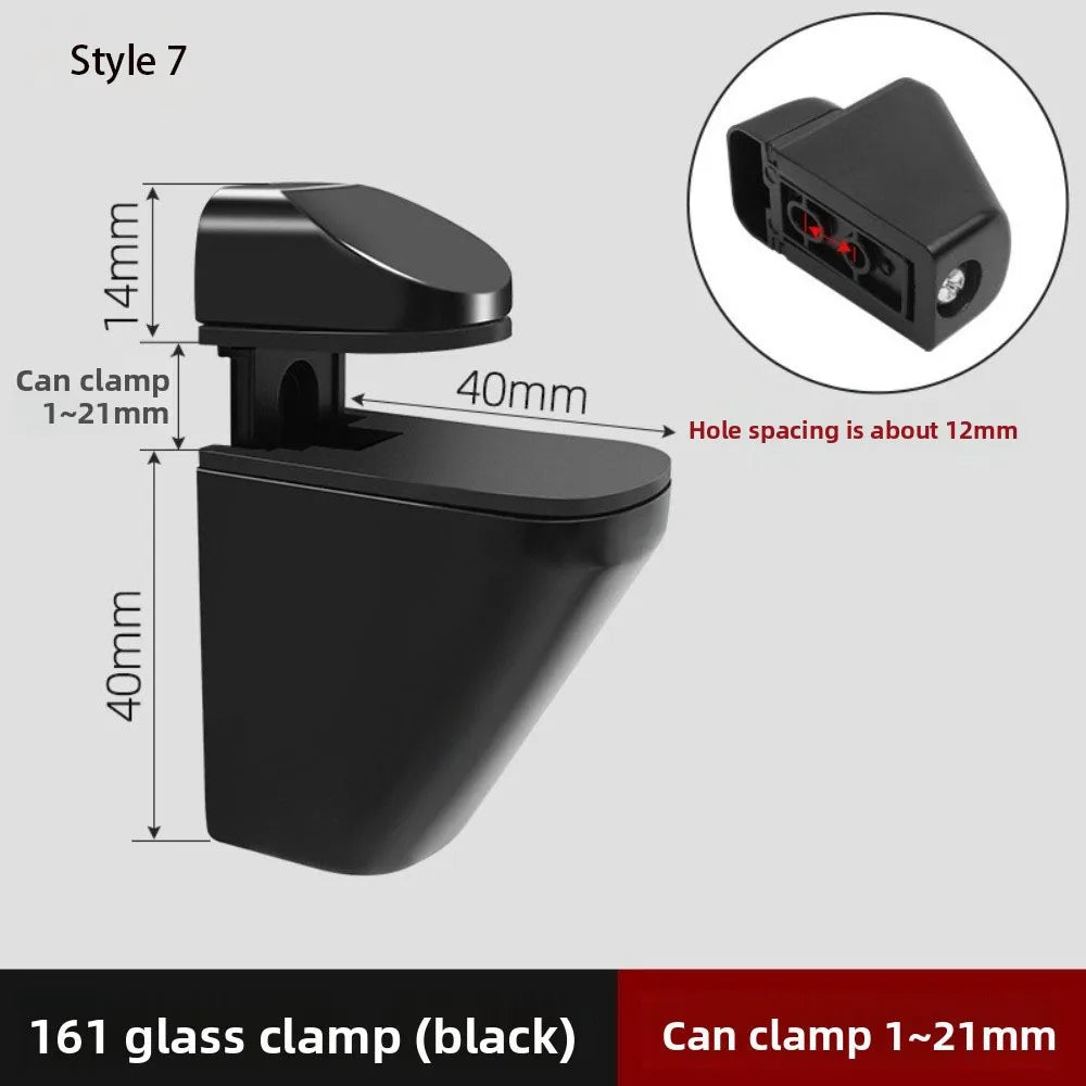 Zinc Alloy Adjustable Glass Shelf Clamps 1-22mm Bracket