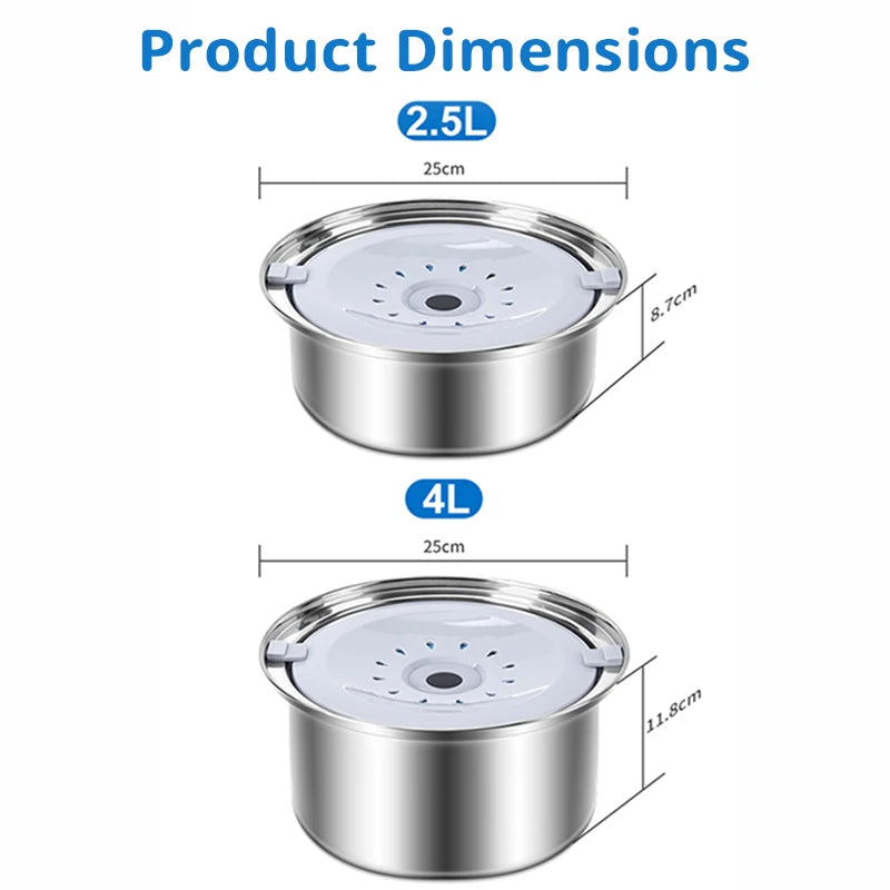 4L Stainless Steel Spill-Proof Pet Water Bowl & Dispenser Pet Water Dispenser Nixie