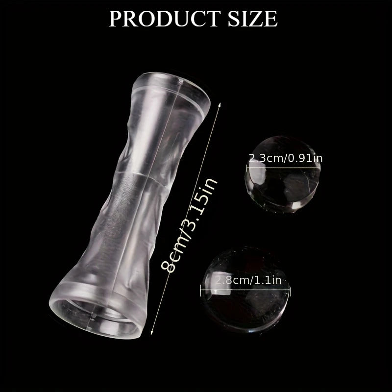 2PCS Dual-Ended Silicone Nail Stamp Set with Scraper – Clear Nail Art Stamper Nixie