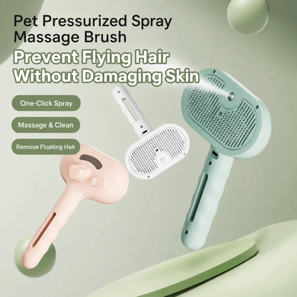 Electric Pet Grooming Comb with Nano Spray & Soft Round Teeth