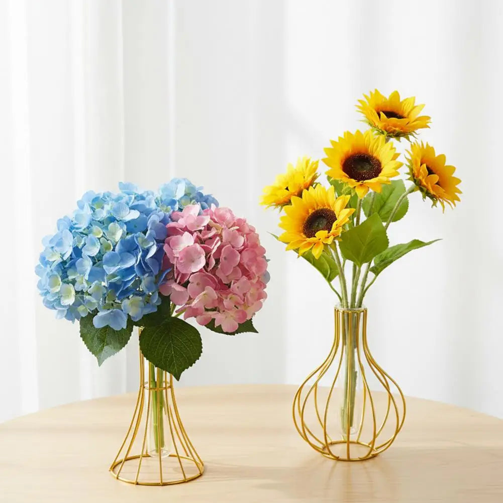 Glass Vase with Wrought Iron Stand | Modern Nordic Home Decor Decorative Glass Vase Nixie