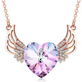 Angel Wing Heart Necklace – Glass Crystal Pendant for Women Crystal Pendant Necklace Nixie PURPLE