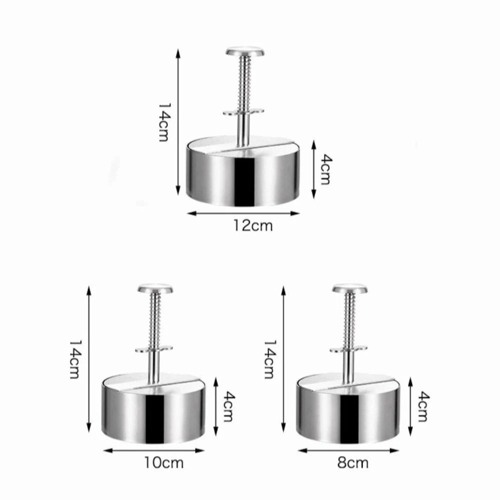 Stainless Steel Burger Press | 8/10/12 cm Round Patty Mold Burger Patty Press Nixie