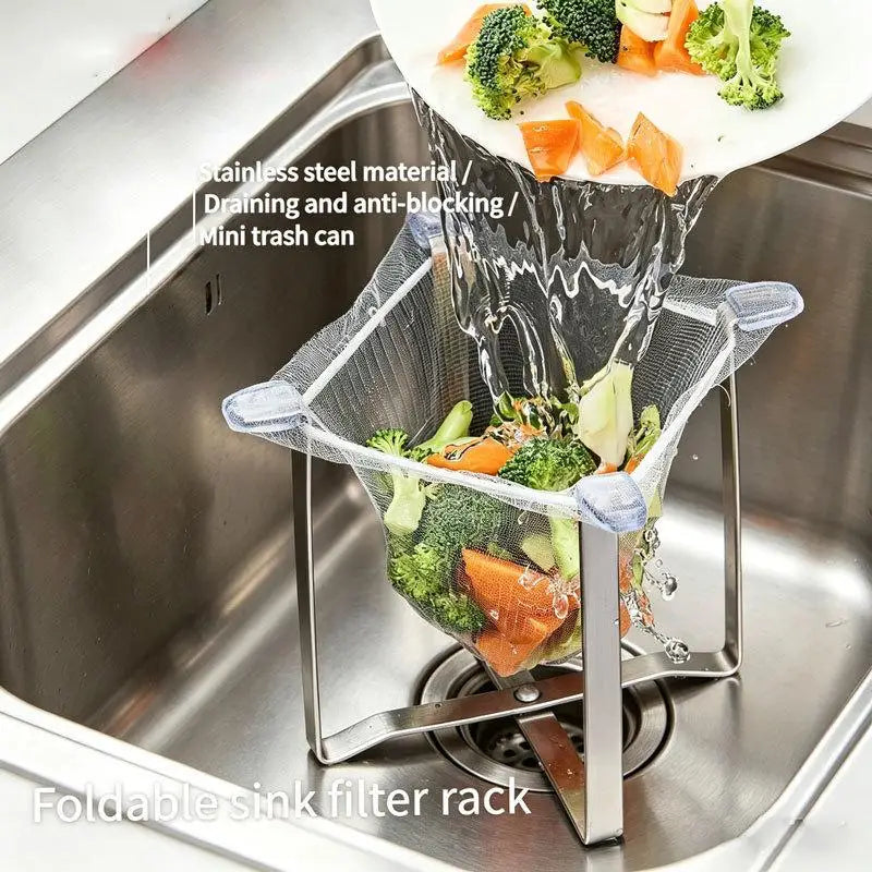 Foldable Stainless Steel Trash Bag Holder – Kitchen & Garage Trash Bag Holder Nixie