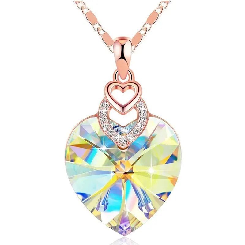 Heart Crystal Pendant Necklace for Women – Elegant Gift Pendant Necklace Nixie