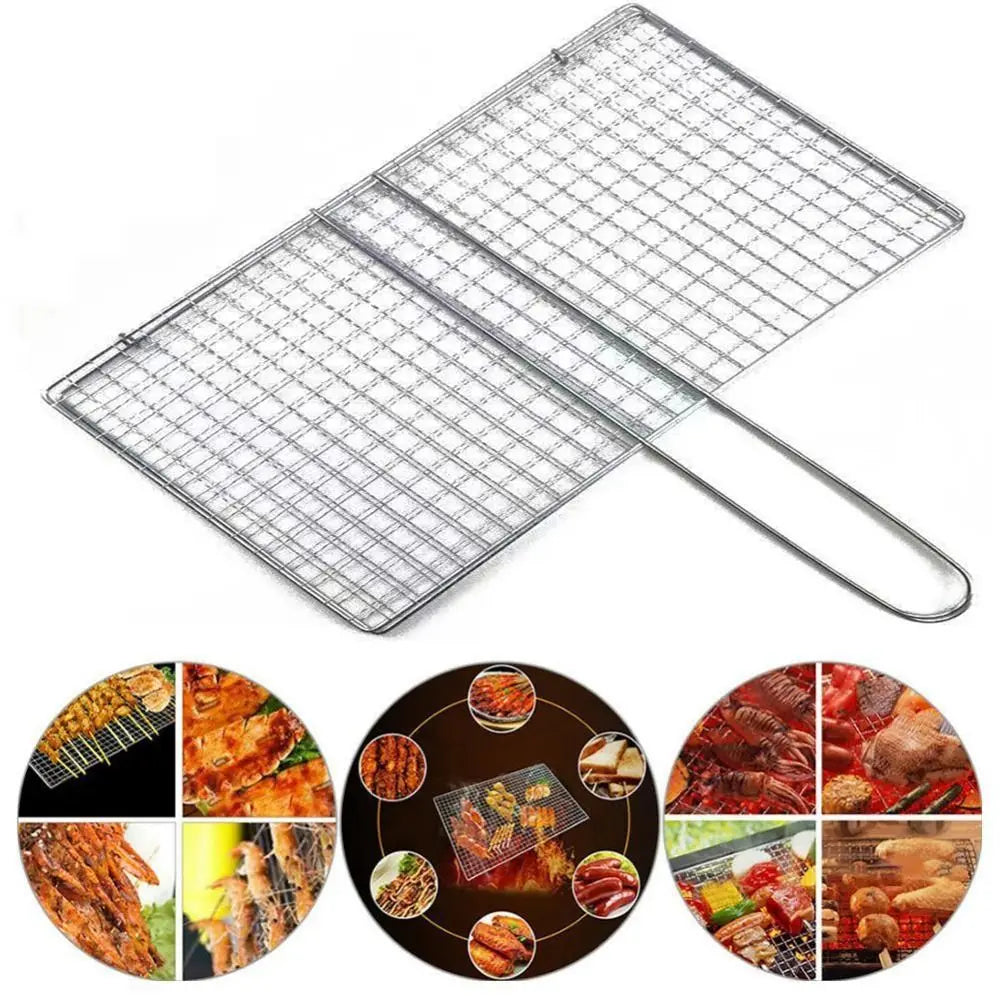Iron BBQ Grill Basket Mesh Clamp – Fish, Meat & Veggie Grilling BBQ Grill Basket Nixie