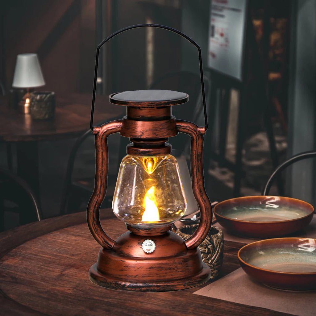 Retro Solar LED Hanging Lantern | Flickering Flameless Outdoor Light Solar Outdoor Lantern Nixie
