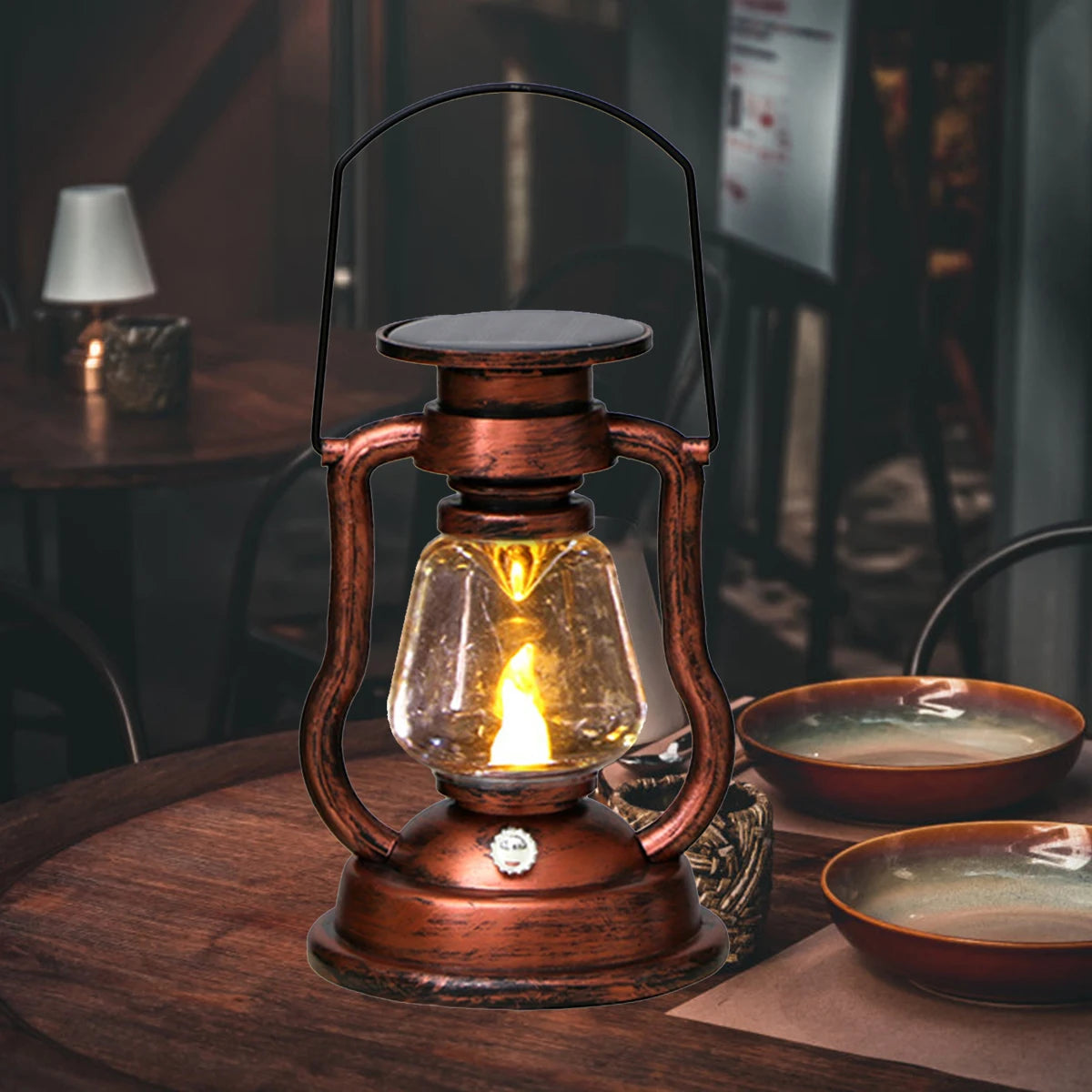 Retro Solar LED Hanging Lantern | Flickering Flameless Outdoor Light Solar Outdoor Lantern Nixie