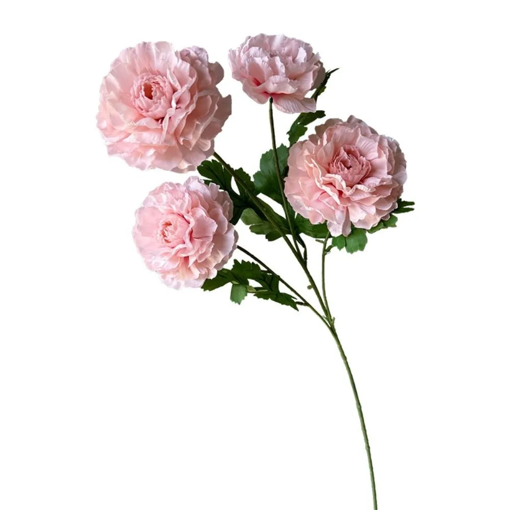 4-Head Pink Peony Artificial Silk Flowers – Long Stem Faux Floral Artificial Silk Flowers Nixie