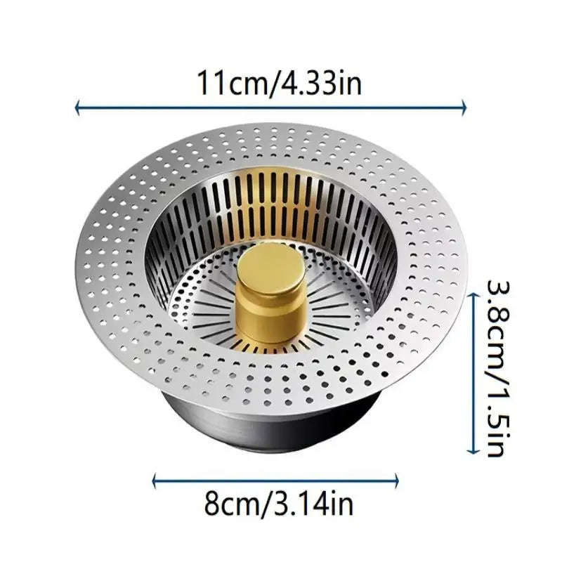 Stainless Steel Sink Drain Strainer Basket Filter & Pop-Up Stopper Sink Drain Strainer Nixie