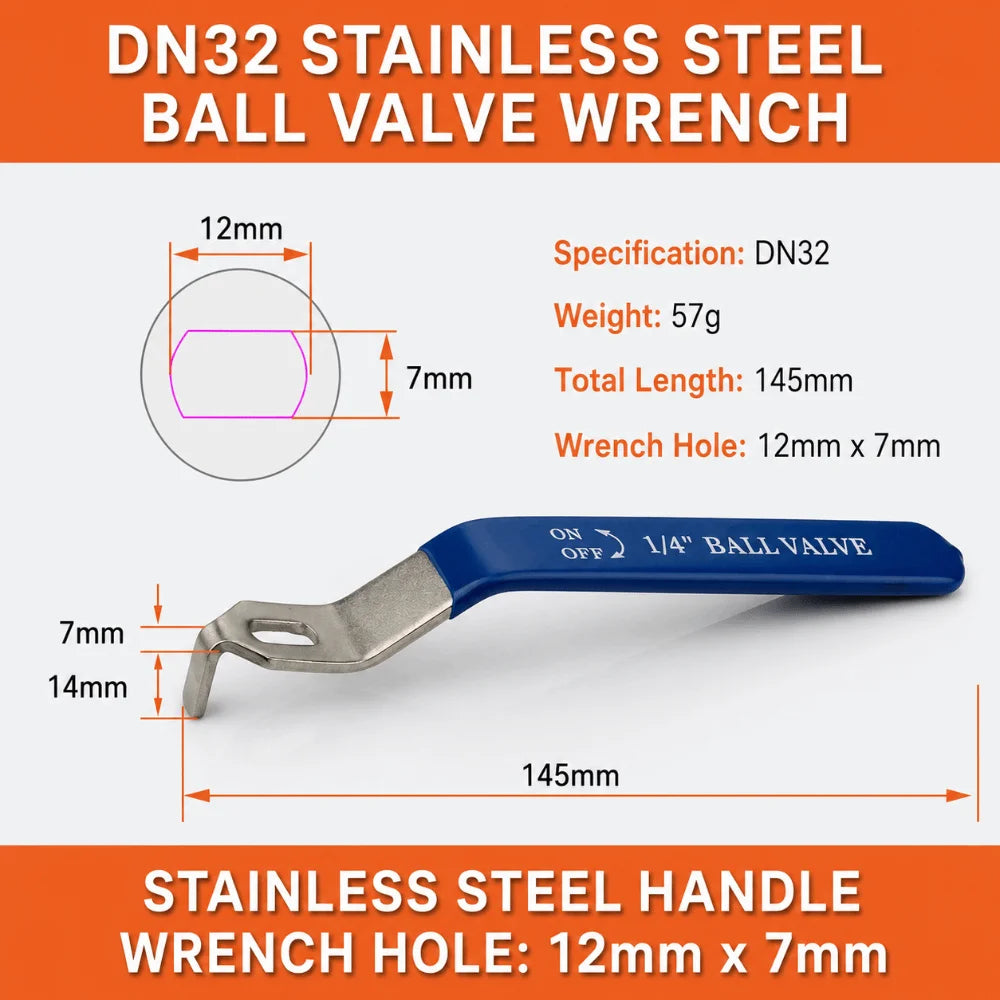 Stainless Steel Ball Valve Lever Handle DN15–DN50 | 6 Sizes Valve Lever Handle Nixie 1-1-4-