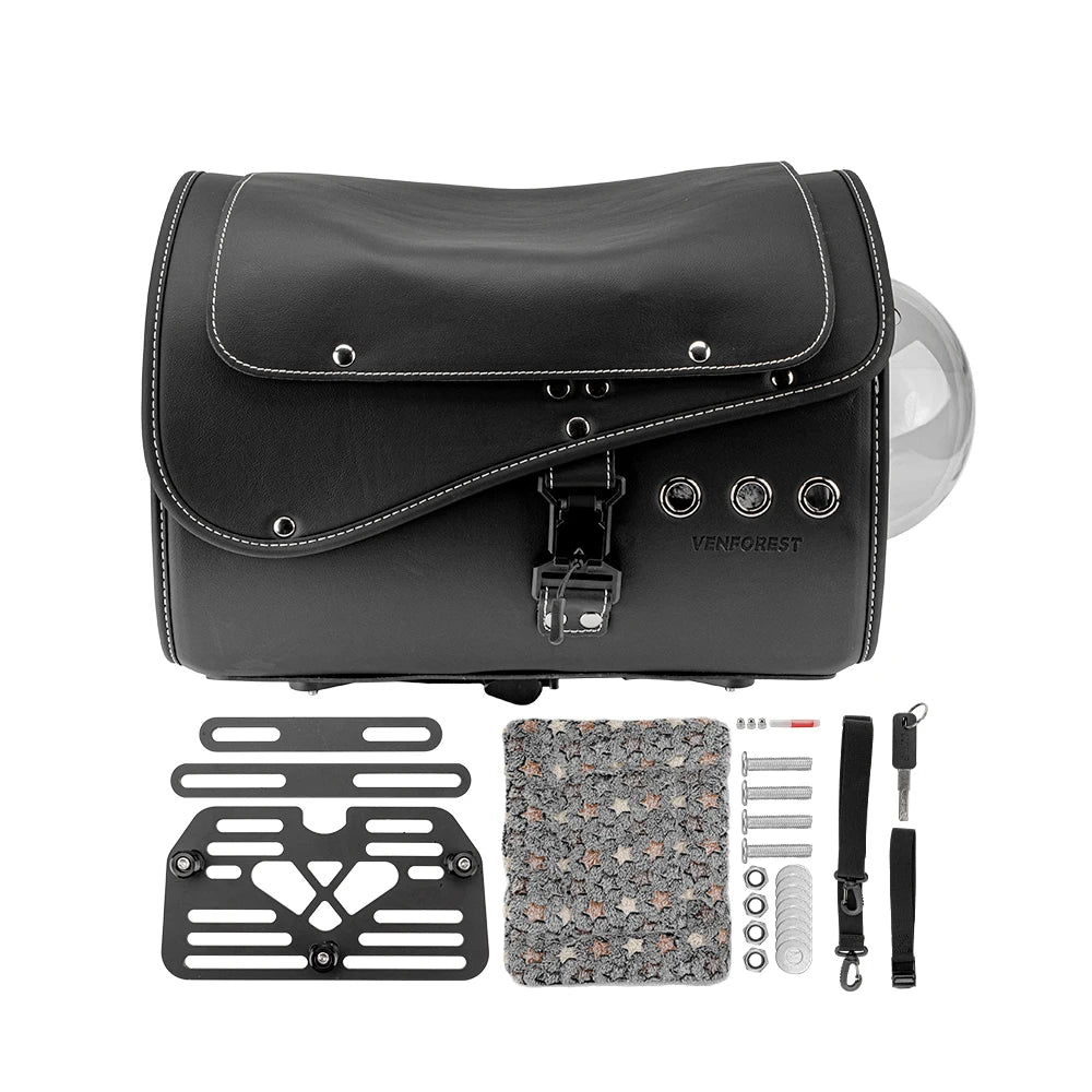 Motorcycle Pet Carrier Bag – PU Leather Rear Tail Bag & Lock Mount Motorcycle Pet Carrier Bag Nixie