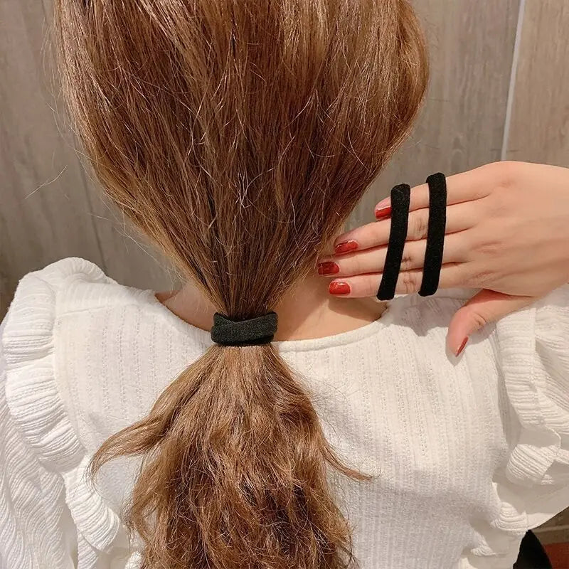 50pcs Black Seamless Elastic Hair Ties – High Elasticity Nylon Elastic Hair Ties Nixie