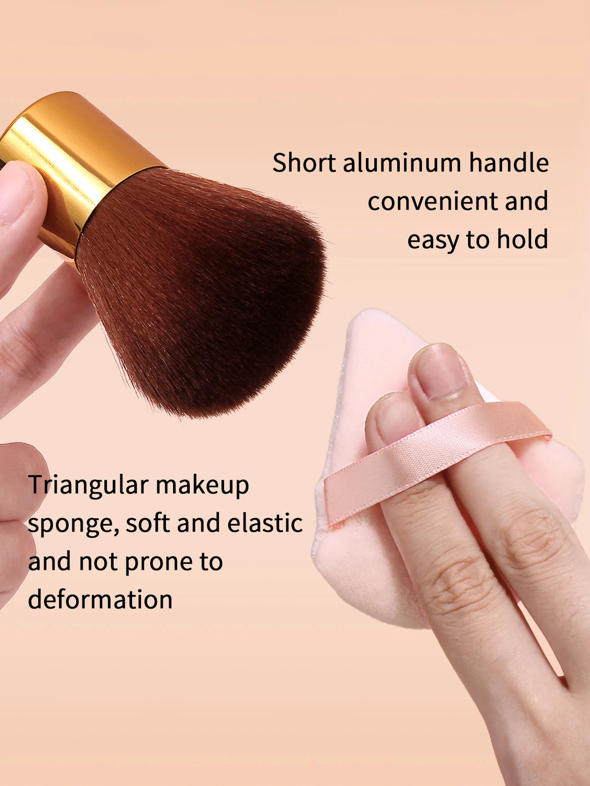 Kabuki Powder Brush & Velvet Puff Set | Foundation & Blush Makeup Brush Set Nixie