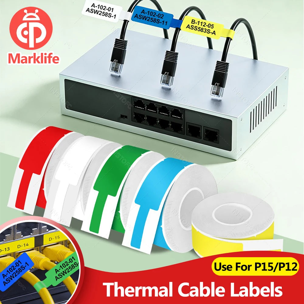 Marklife P15 Thermal Label Tape Roll – Waterproof Sticker Label Tape Refill Nixie