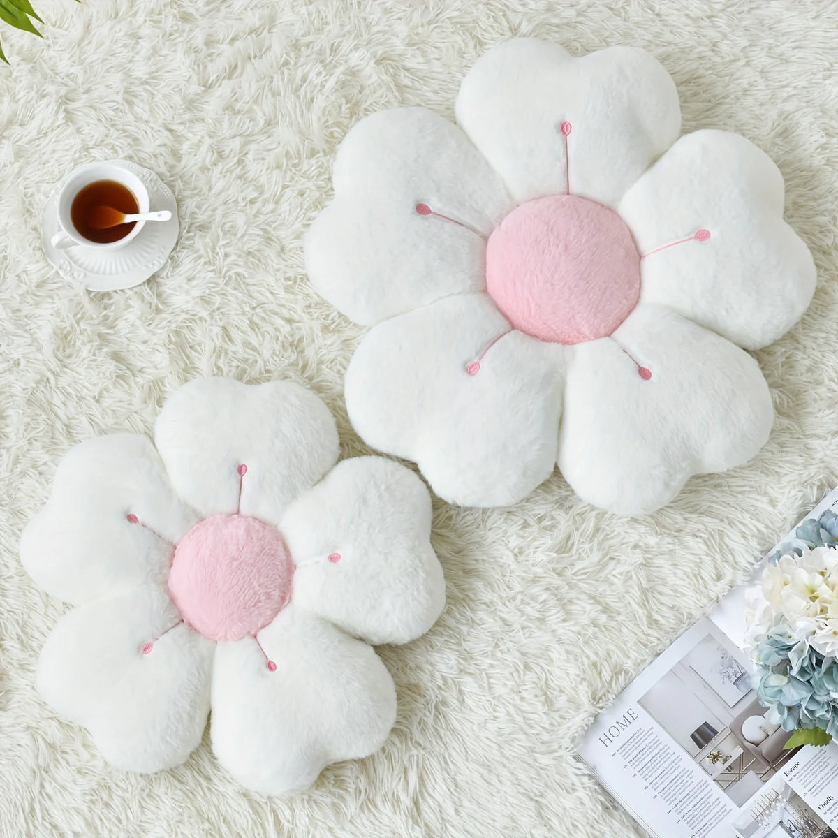Soft Plush Chrysanthemum Round Decorative Cushion Pillow Decorative Cushion Nixie