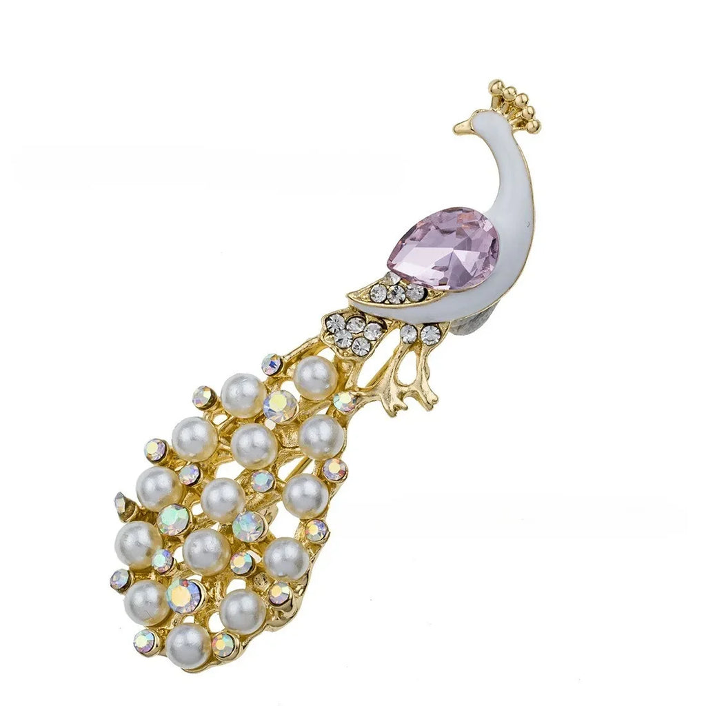 Crystal Pearl Rhinestone Brooch – Retro Collar Pin for Women Fashion Brooch Nixie Light Yellow Gold Color