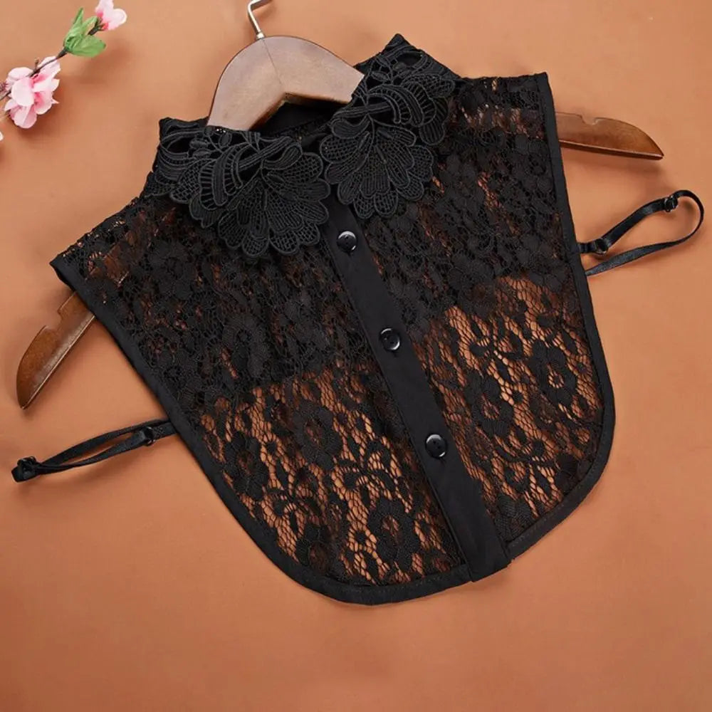 Detachable Lace Fake Collar White Black – Women's Fashion Detachable Lace Collar Nixie