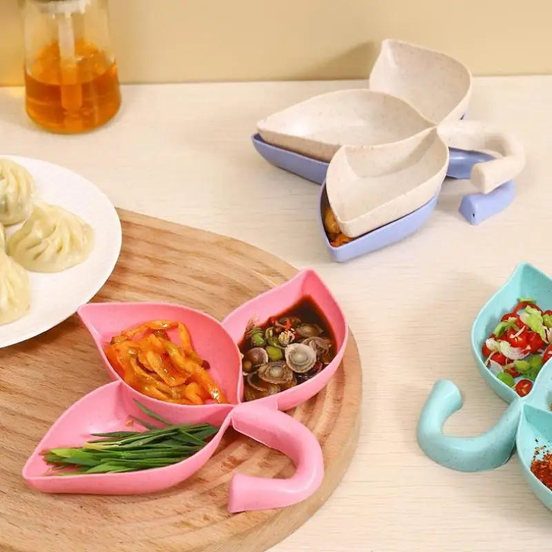 3-Compartment Sauce Dipping Bowls | Food-Grade Plastic Dish Sauce Dipping Dish Nixie