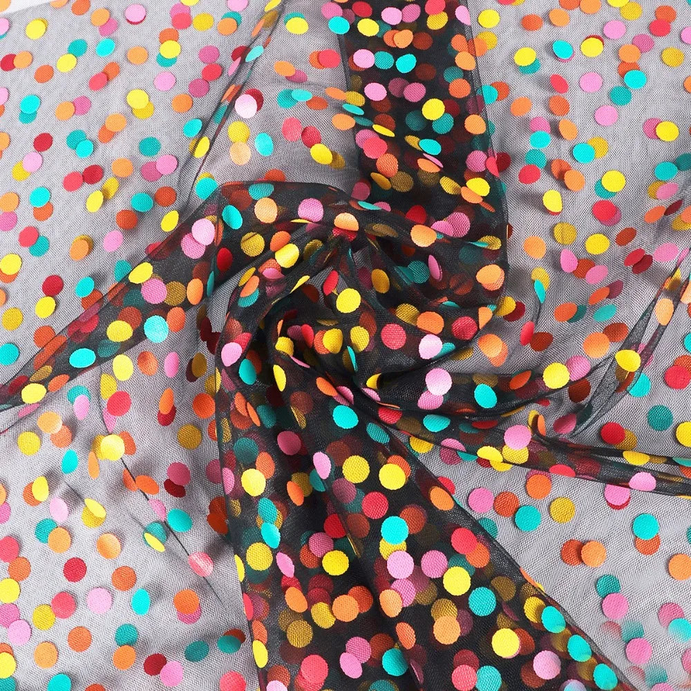 Polka Dot Tulle Organza Fabric – Bouquet & Gift Wrapping Mesh Craft Wrapping Fabric Nixie Black