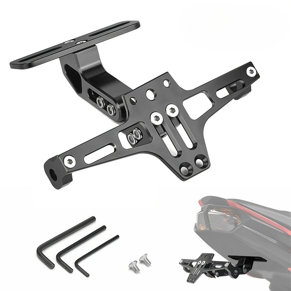 CNC Aluminum Motorcycle License Plate Bracket & Fender Eliminator License Plate Bracket Nixie Black