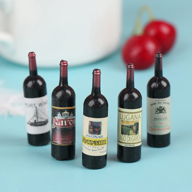 10Pcs 1:12 Dollhouse Miniature Wine Bottle Set | Resin Decor Dollhouse Miniature Set Nixie