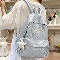 Women's Korean Canvas Backpack – Lightweight Travel & College Bag Canvas Backpack Nixie blue