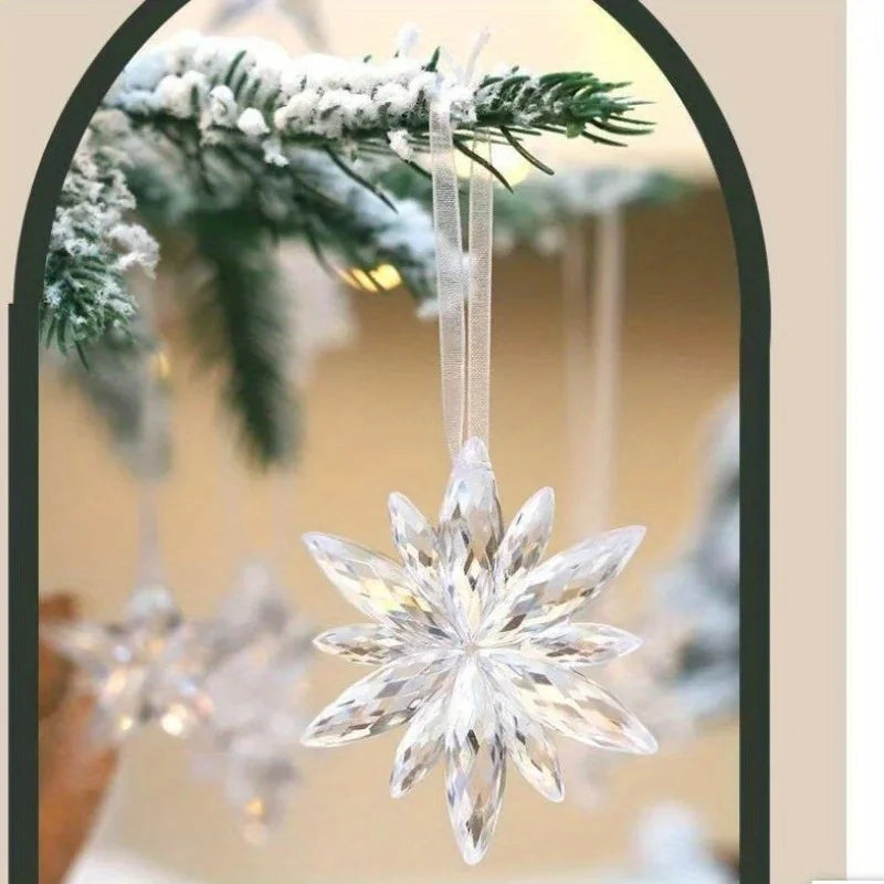 10-Pack Clear Acrylic Snowflake Christmas Ornaments | Xmas Decor Christmas Ornaments Nixie