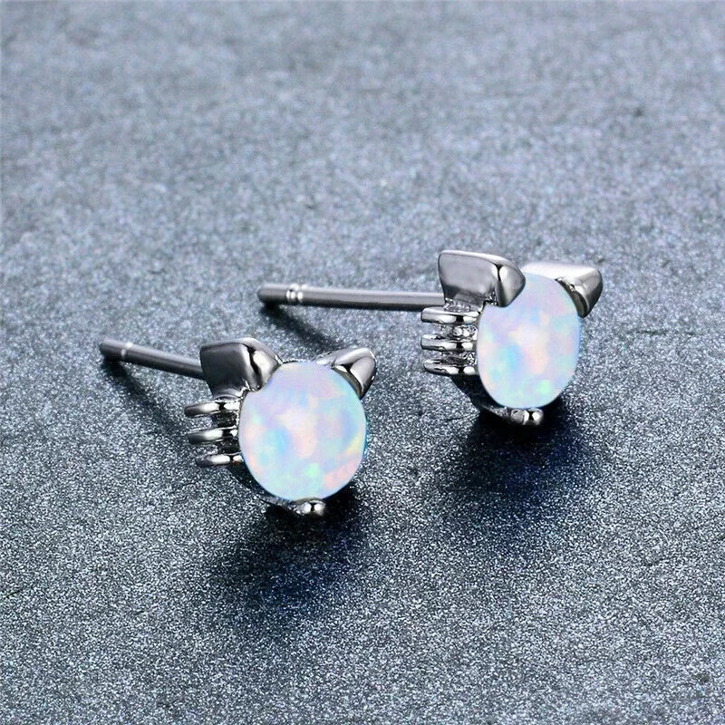 Opal Charm Drop Stud Earrings – Rhinestone Glass Accent Drop Stud Earrings Nixie