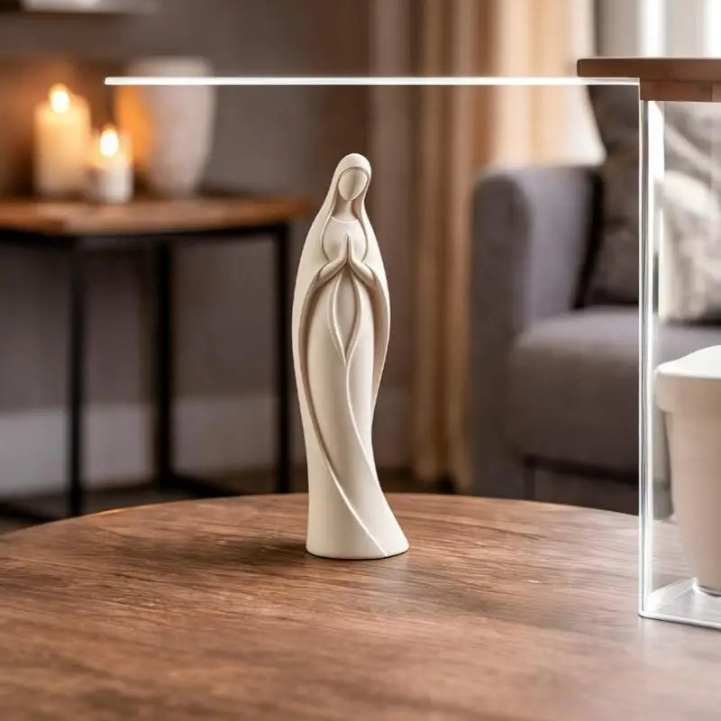 3D Printed Mother Mary Statue – Matte White Religious Figurine Religious Figurine Nixie