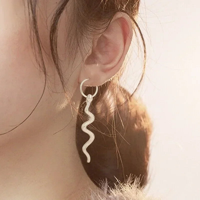 Vintage Gold Long Snake Dangle Earrings | Fashion Jewelry Gift Dangle Earrings Nixie