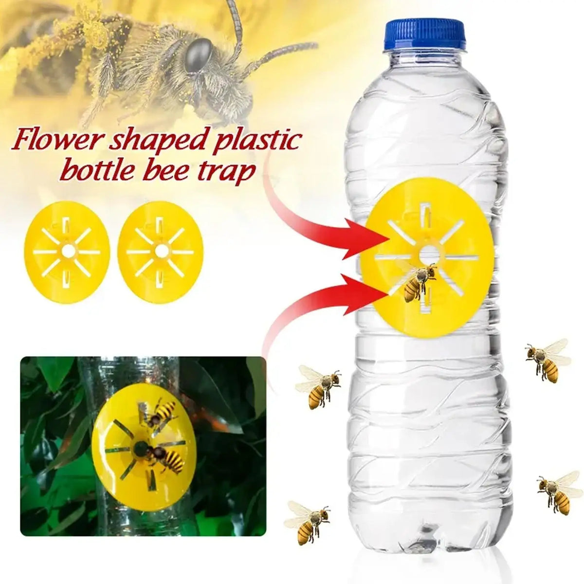 Flower-Shaped Wasp Trap 10-Pack – Reusable Bee & Hornet Catcher Insect Trap Nixie