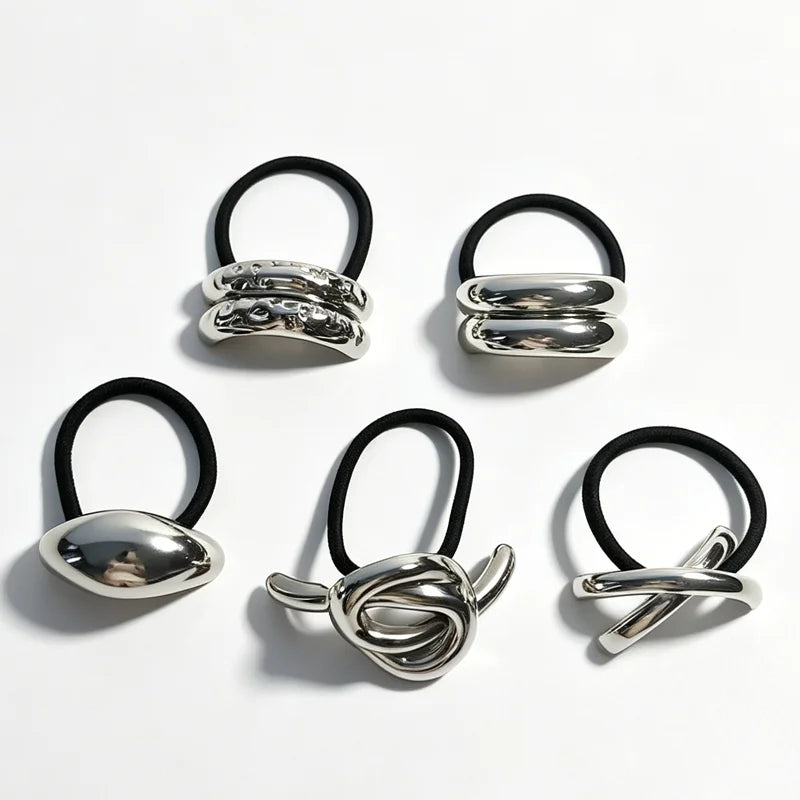 Geometric Metal Hair Rope Scrunchie – Elegant & Gentle Hold