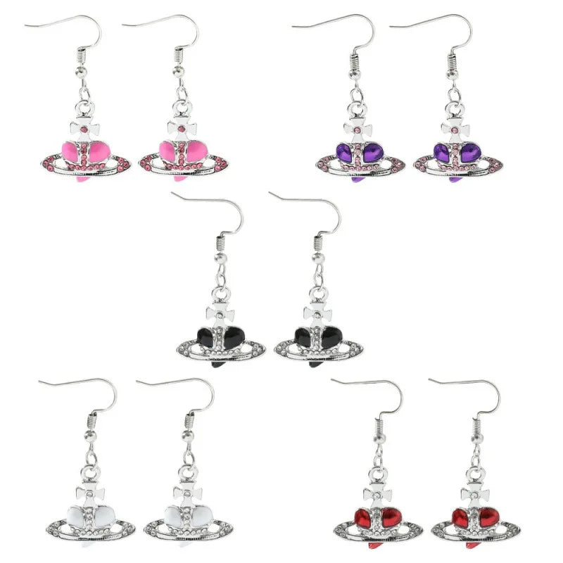 Punk Saturn Drop Earrings – Silver-Plated Oil Drop Enamel Drop Earrings Nixie