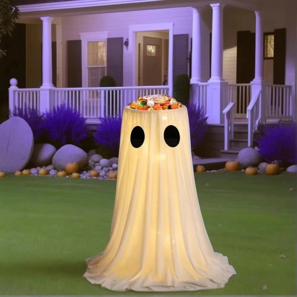 Lighted Halloween Ghost Candy Bowl | LED, Remote & Timer