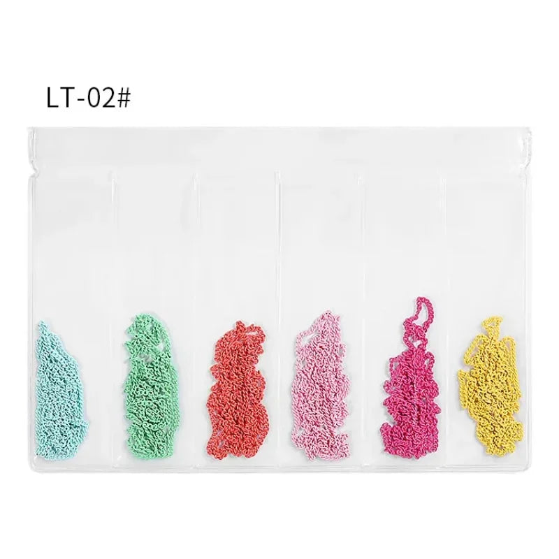 3D Metal Chain Tassel Nail Art Decorations – 6-Grid Pack Nail Art Decorations Nixie