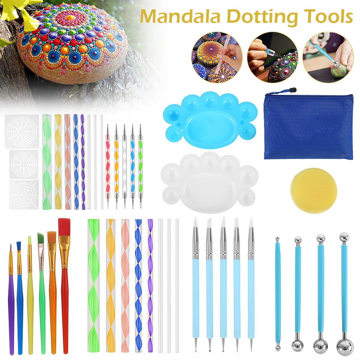 Mandala Dotting Tools Kit – Rock Painting Pens & Stencils