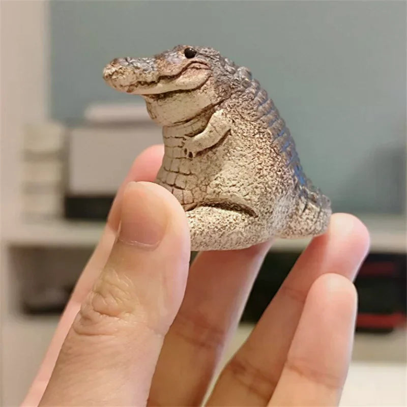 Handmade Purple Clay Crocodile Tea Pet Ornament | Tea Decor Tea Pet Figurine Nixie