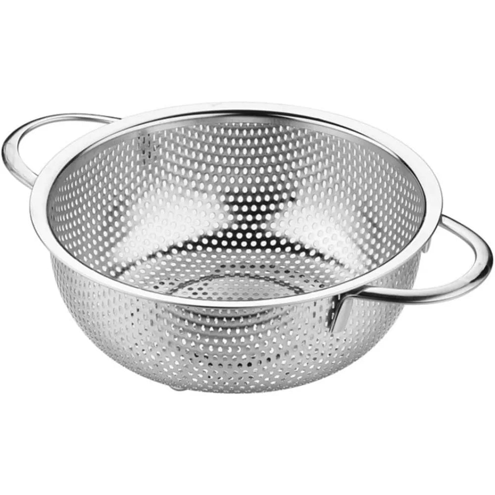 Stainless Steel Colander Bowl Double Handles | Fruit & Veg Strainer Colander Strainer Bowl Nixie Drain basket