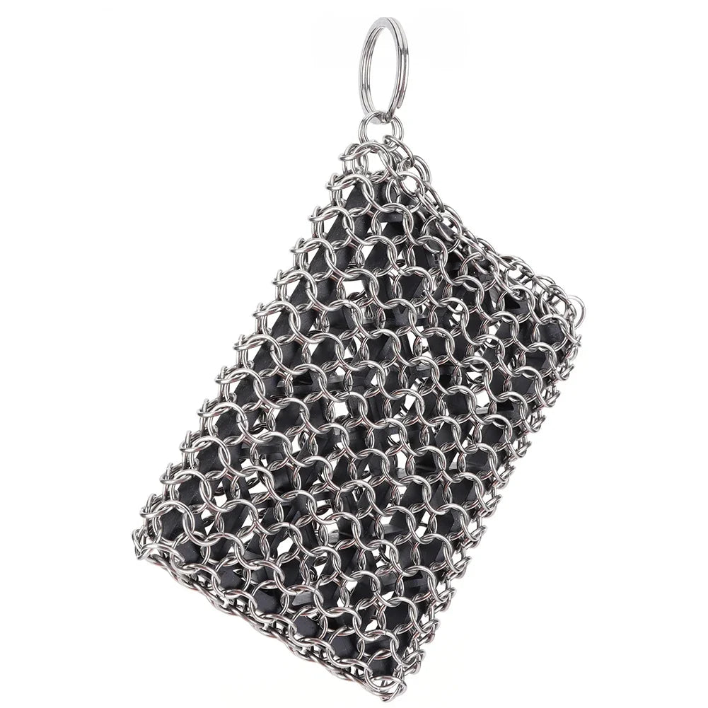 Stainless Steel Chainmail Scrubber for Cast Iron & Cookware Chainmail Scrubber Nixie Black