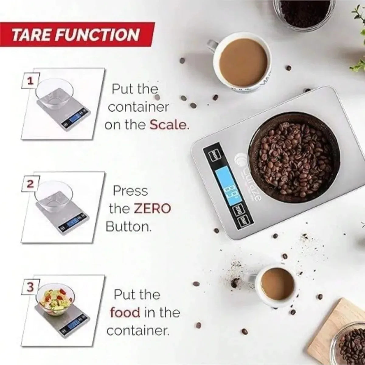 10kg Digital Kitchen Food Scale – Stainless Steel & LCD Tare Digital Kitchen Scale Nixie