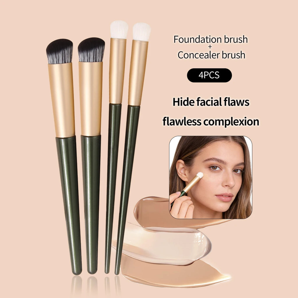 Nixie 4-Piece Makeup Brush Set – Contour & Concealer Brushes Makeup Brush Set Nixie green