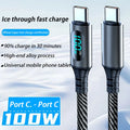 120W USB-A to USB-C Fast Charge Cable with LED Display