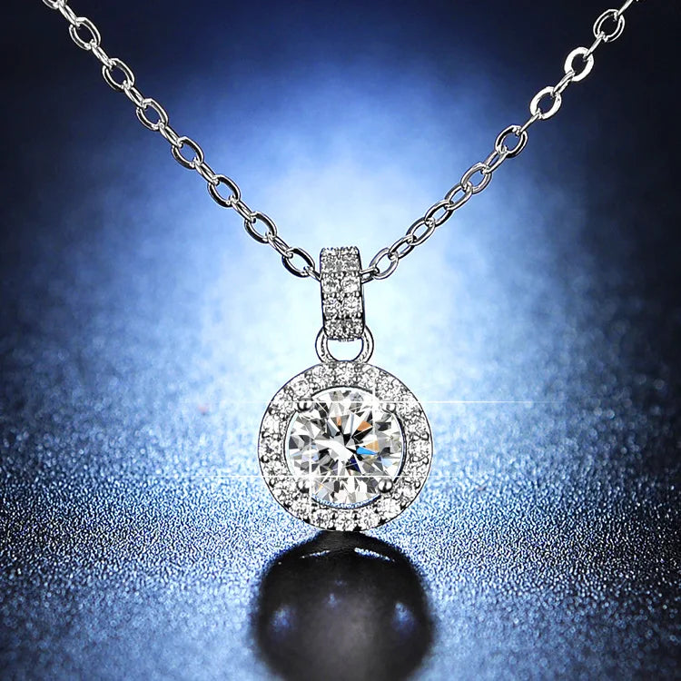 Silver CZ Cubic Zirconia Pendant Necklace | Bridal Wedding Jewelry Pendant Necklace Nixie Silver Plated