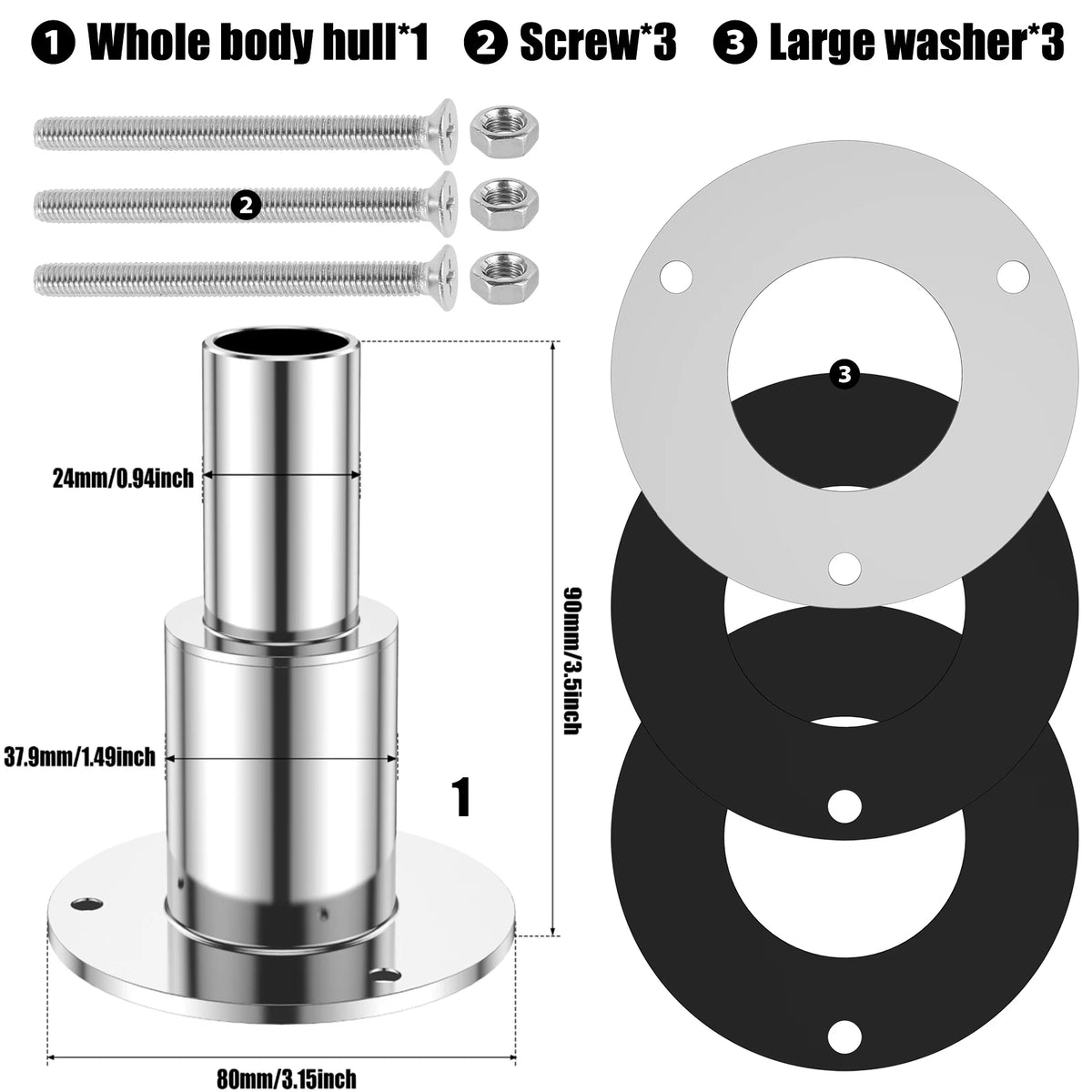 Thru Hull Exhaust Skin Fitting 24mm Pipe Socket – Diesel Heater Exhaust Skin Fitting Nixie 1-piece set Style 2