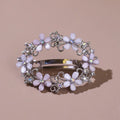Korean Oval Floral Crystal Hairpin – Zircon Spring Barrette Crystal Hair Barrette Nixie Pink White