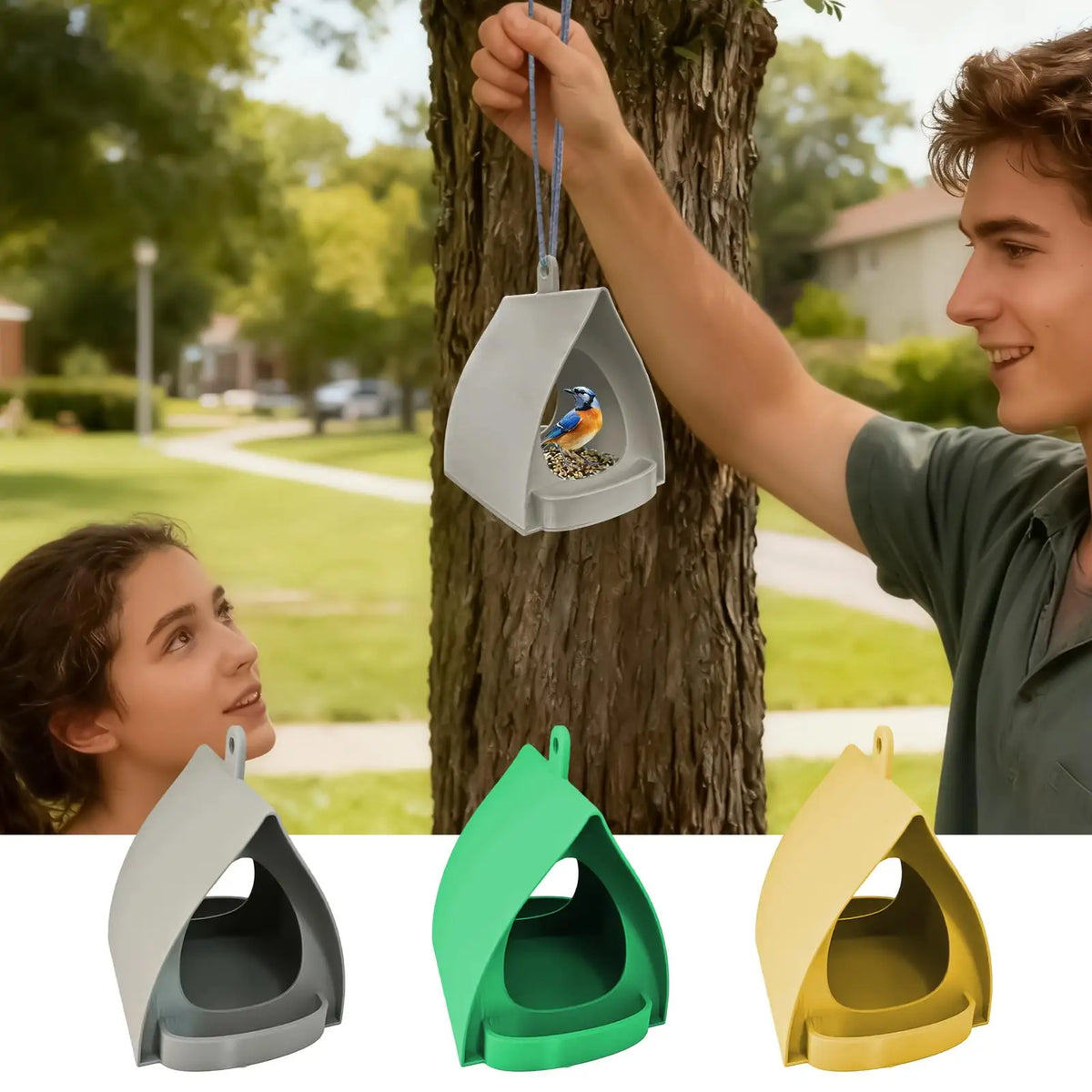 Hut Shape Hanging Outdoor Bird Feeder – Rainproof Design Outdoor Bird Feeder Nixie