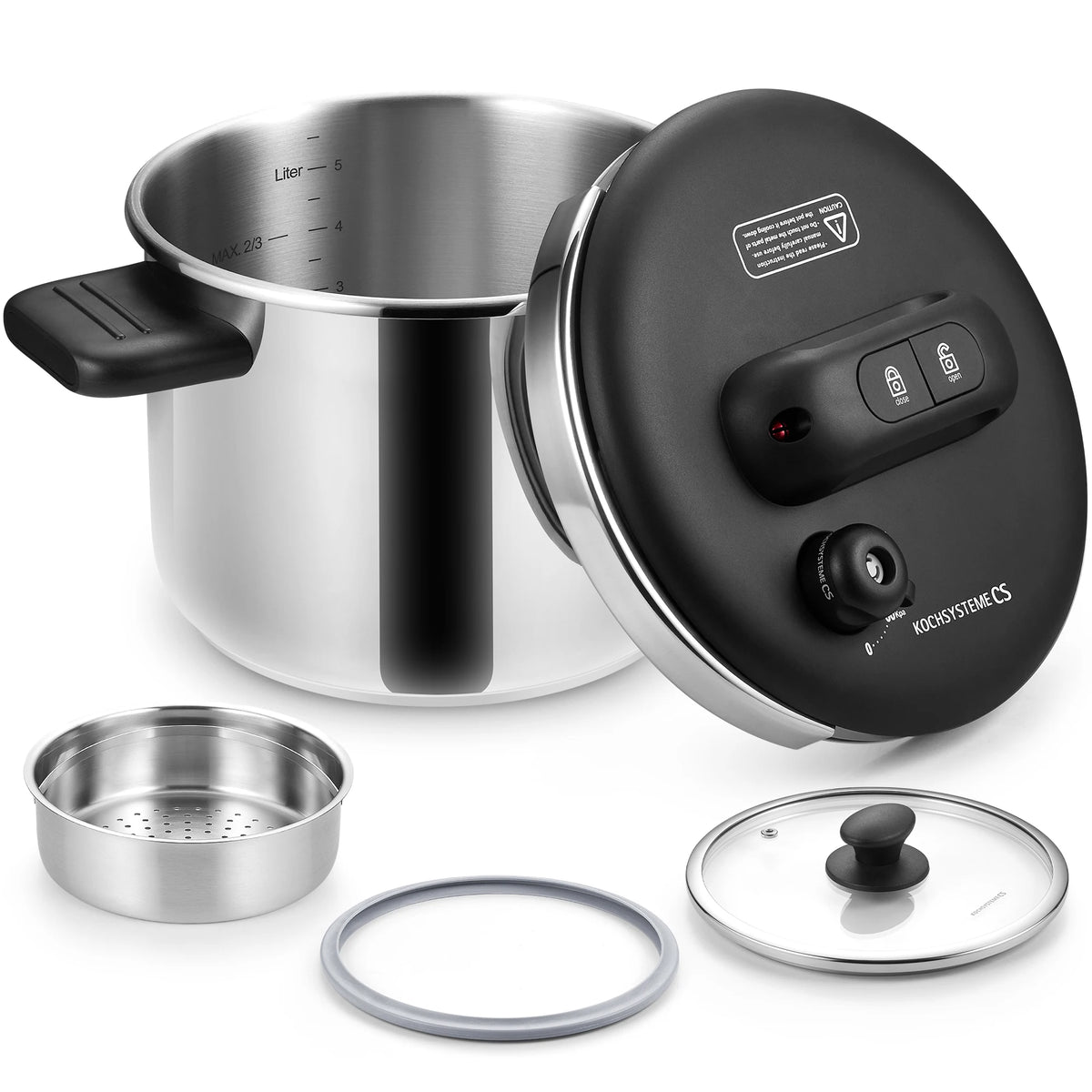Stainless Steel Pressure Cooker 6L & 8L | Induction Compatible Pressure Cooker Nixie silver 6L