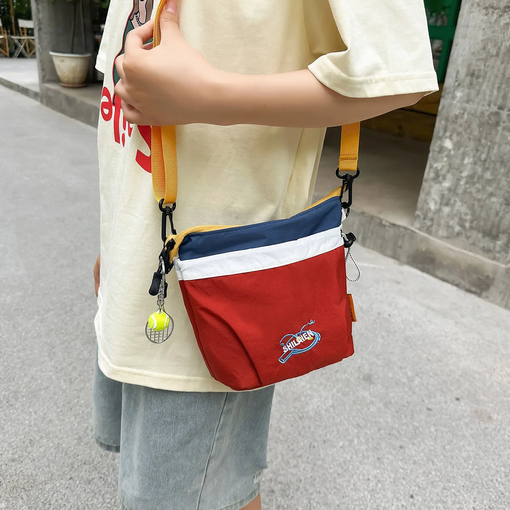 Two-Tone Nylon Crossbody Bag – Unisex Travel Shoulder Bag Crossbody Shoulder Bag Nixie red